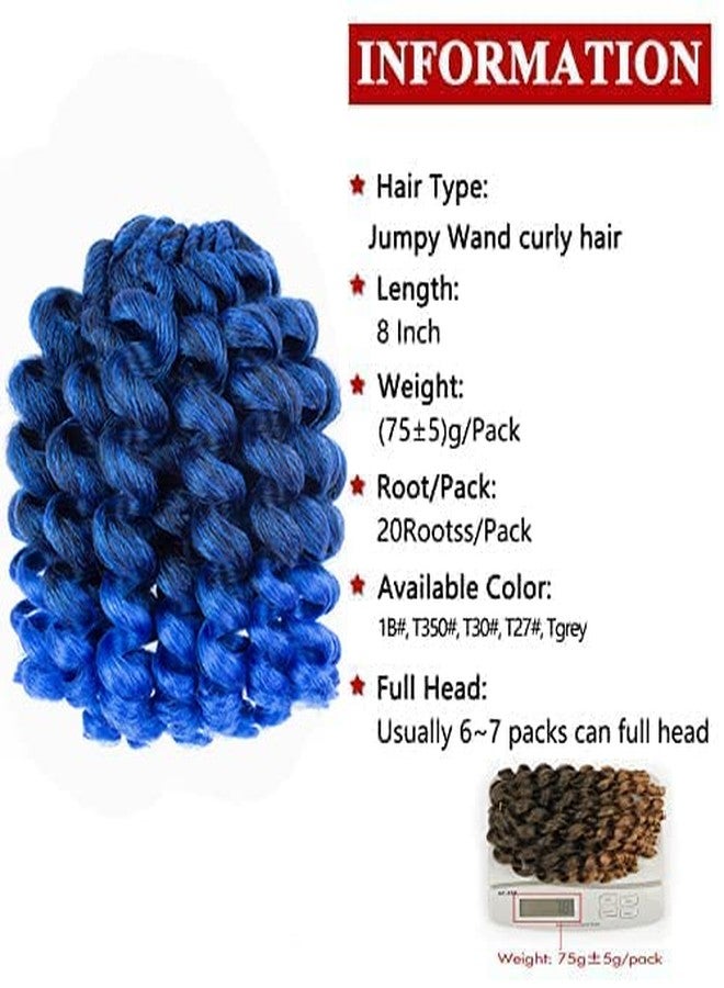 إكستريند 5 عبوات من وصلات الشعر المجعدة على شكل ضفائر كروشيه صناعية بطول 8 بوصات، 20 خصلة/عبوة، من إكستريند هير (أزرق، 5 عبوات/مجموعة) - Image 4